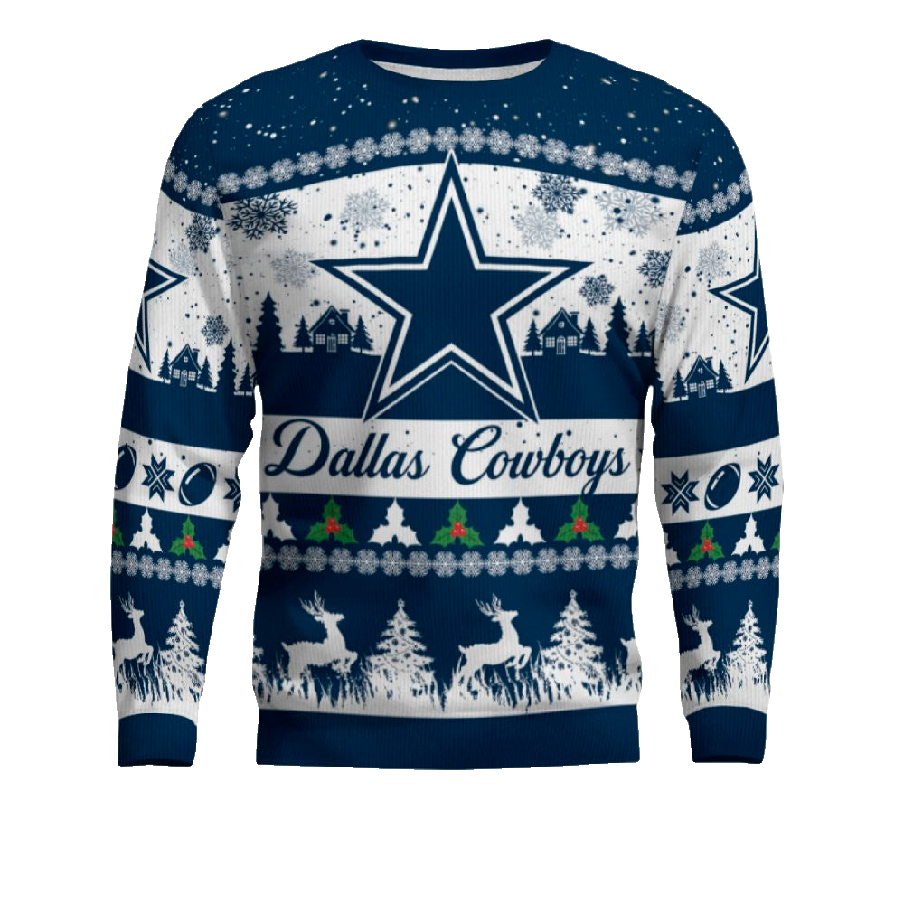 2025 Christmas Cowboys Festive Reindeer Tree Ugly Sweater – Moonbestprint