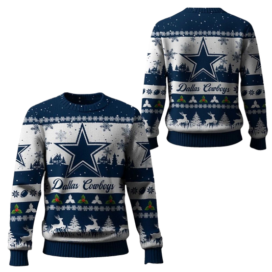 2026 Christmas Cowboys Festive Reindeer Tree Ugly Sweater - Moonbestprint