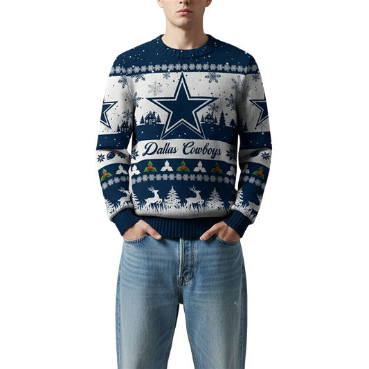 2026 Christmas Cowboys Festive Reindeer Tree Ugly Sweater - Moonbestprint