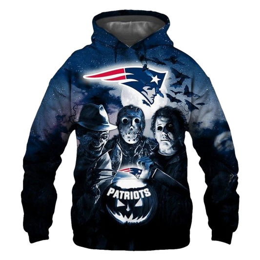 New England Patriots Halloween Horror Night AOP Hoodie - Moonbestprint