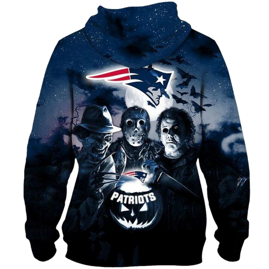 New England Patriots Halloween Horror Night AOP Hoodie - Moonbestprint