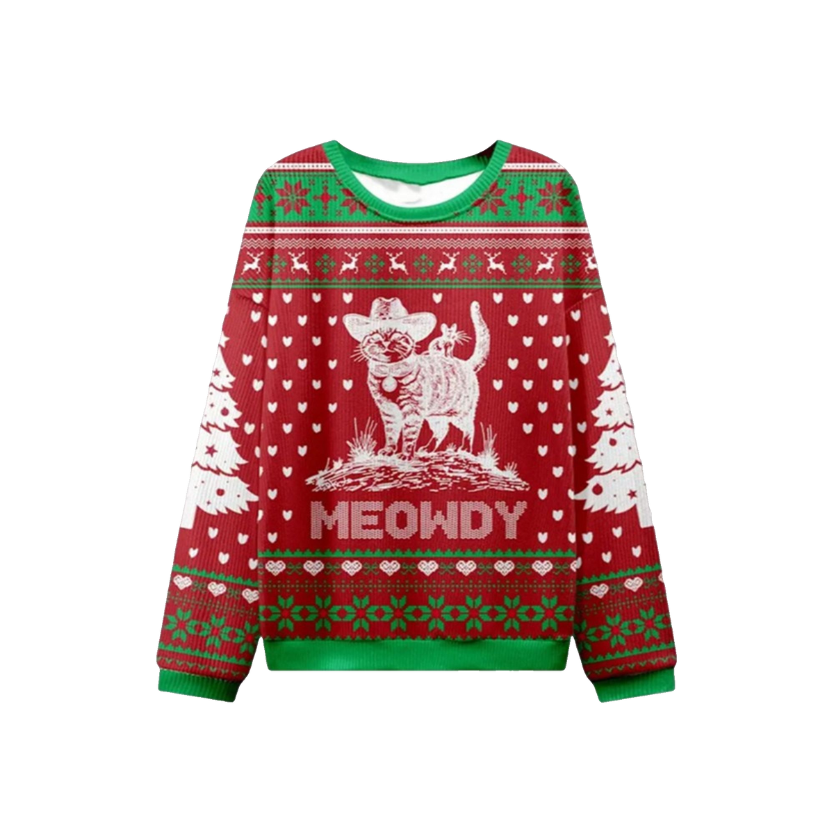 2026 Christmas Cowboy Cat Meowdy Ugly Sweater - Moonbestprint