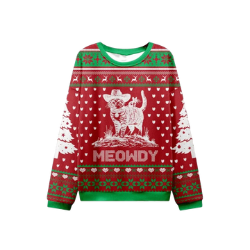 2026 Christmas Cowboy Cat Meowdy Ugly Sweater - Moonbestprint