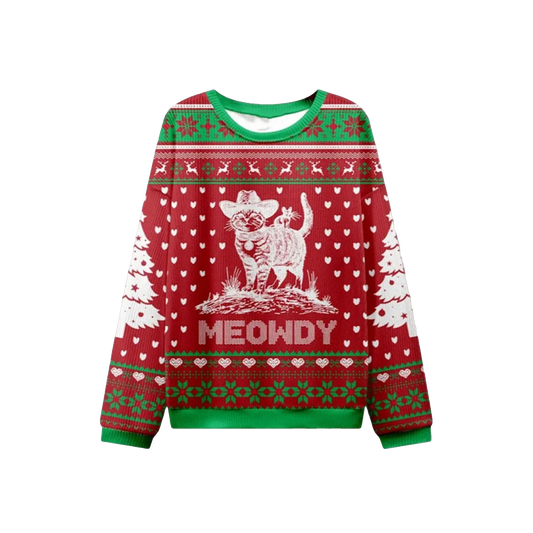 2026 Christmas Cowboy Cat Meowdy Ugly Sweater - Moonbestprint