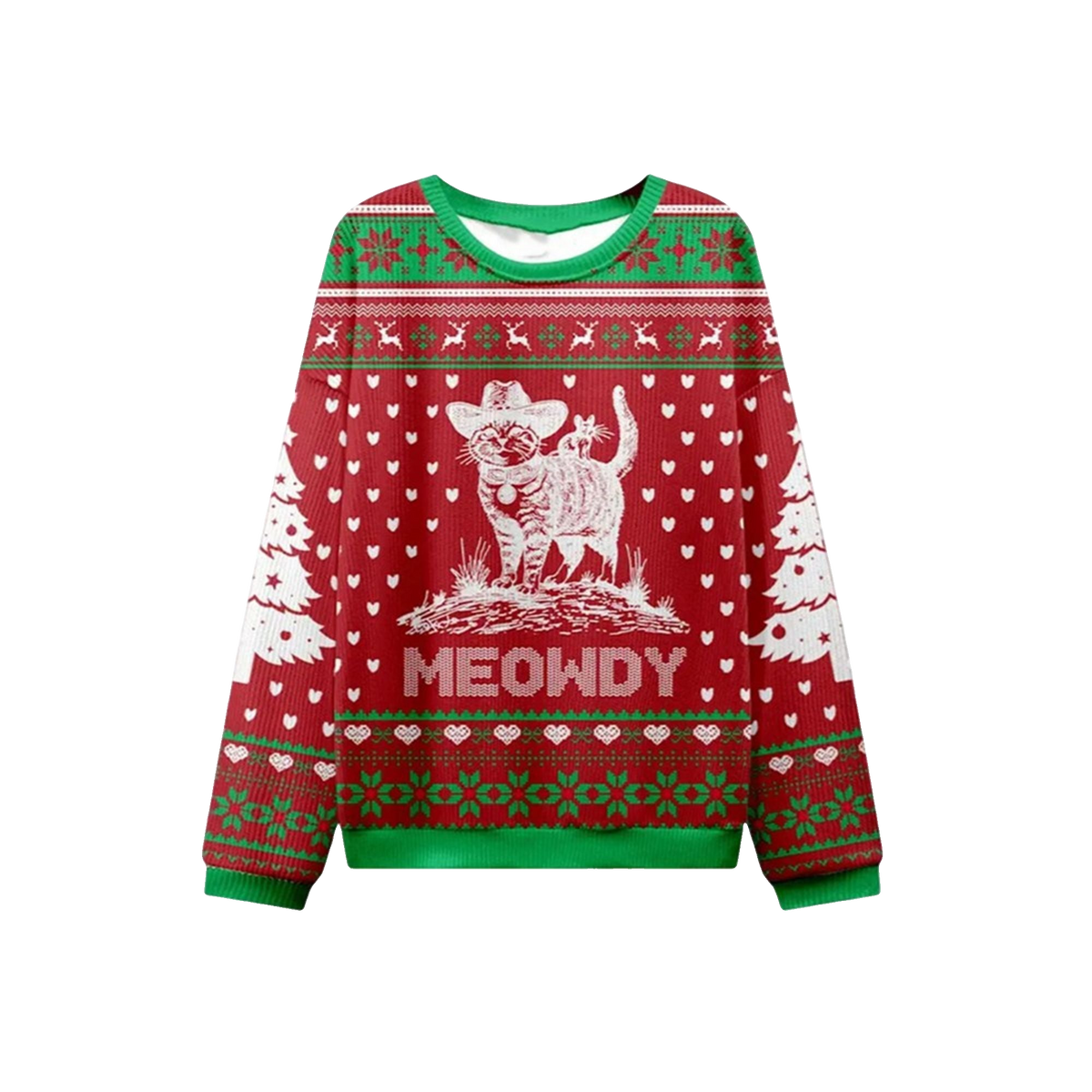 2026 Christmas Cowboy Cat Meowdy Ugly Sweater - Moonbestprint