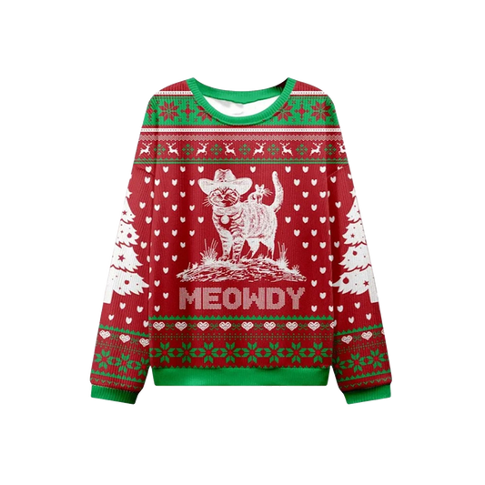 2026 Christmas Cowboy Cat Meowdy Ugly Sweater - Moonbestprint