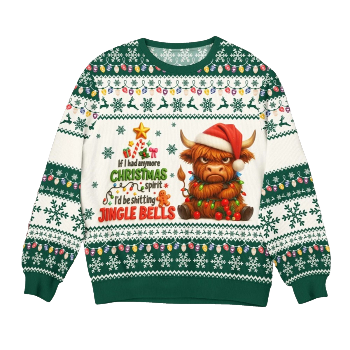2026 Christmas Cow Jingle Bells Ugly Sweater - Moonbestprint