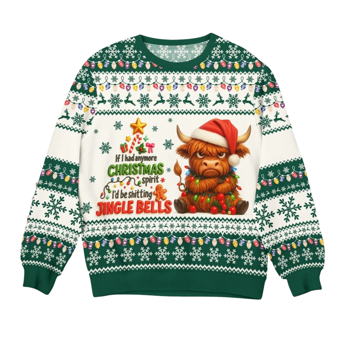 2026 Christmas Cow Jingle Bells Ugly Sweater - Moonbestprint