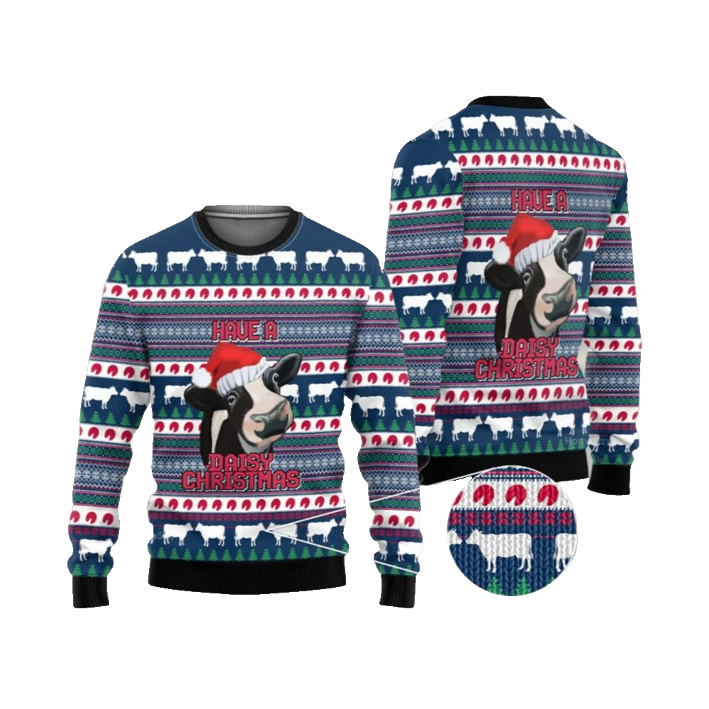 2026 Christmas Cow Have a Dairy Christmas Ugly Christmas Sweater - Moonbestprint