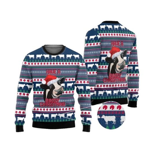 2026 Christmas Cow Have a Dairy Christmas Ugly Christmas Sweater - Moonbestprint