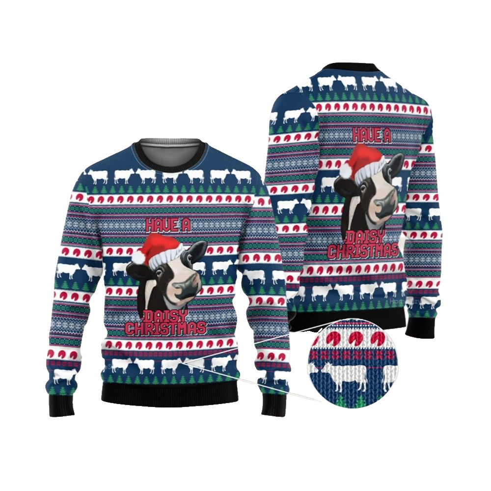 2026 Christmas Cow Have a Dairy Christmas Ugly Christmas Sweater - Moonbestprint