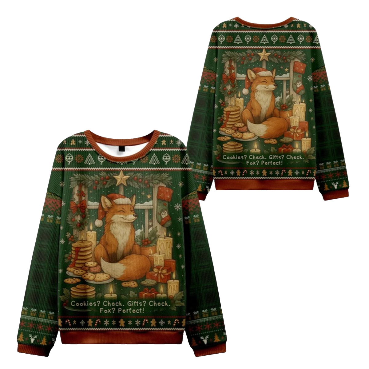 2026 Christmas Cookies Candles and a Foxy Ugly Sweater - Moonbestprint