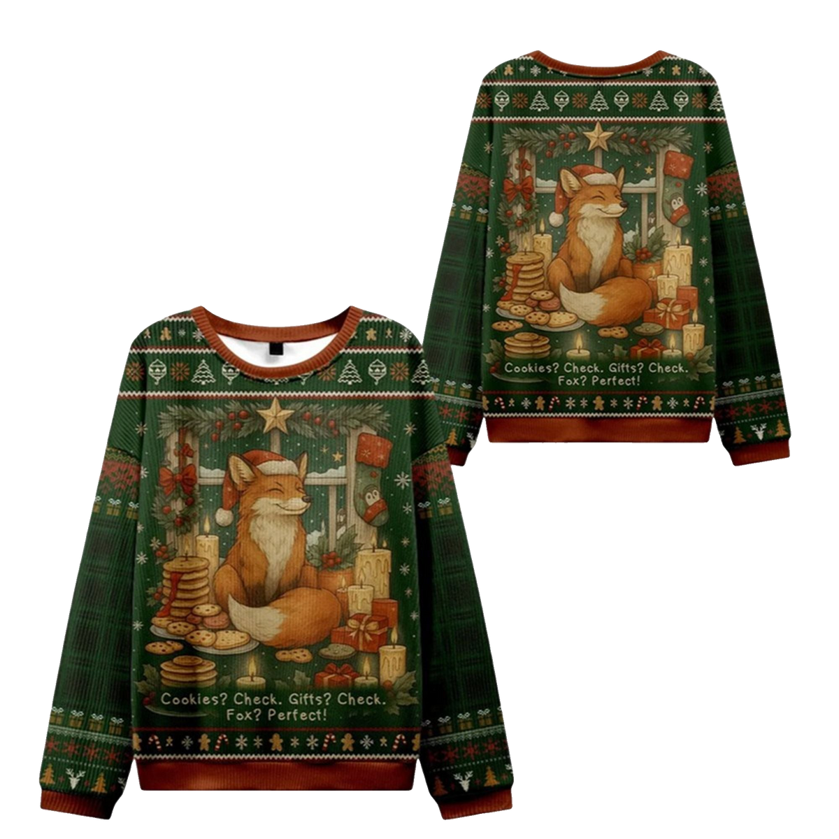 2026 Christmas Cookies Candles and a Foxy Ugly Sweater - Moonbestprint