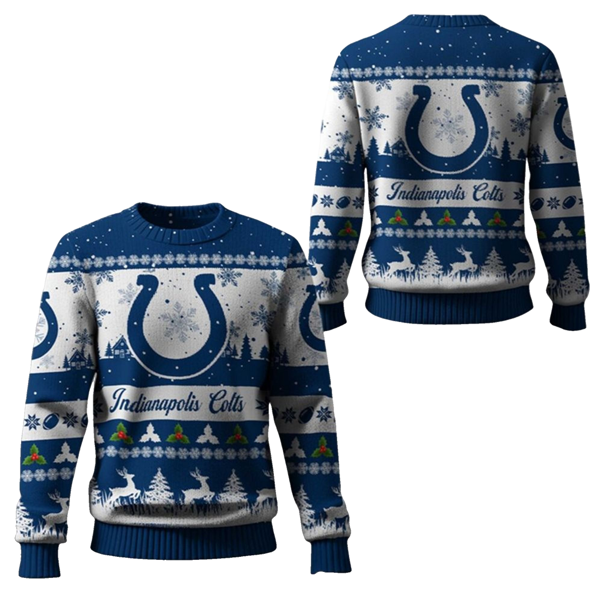 2026 Christmas Colts Festive Reindeer Tree Ugly Sweater - Moonbestprint