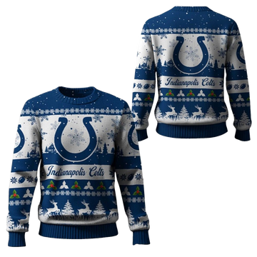 2026 Christmas Colts Festive Reindeer Tree Ugly Sweater - Moonbestprint