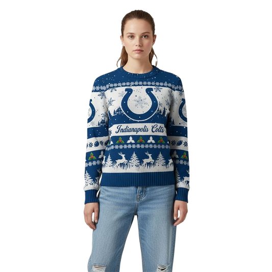 2026 Christmas Colts Festive Reindeer Tree Ugly Sweater - Moonbestprint