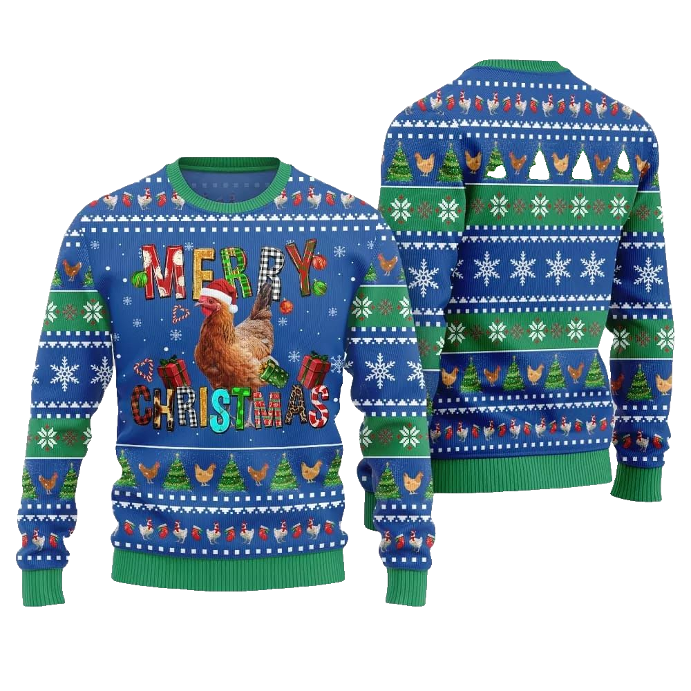 2026 Christmas Chicken Merry Christmas Ugly Christmas Sweater - Moonbestprint