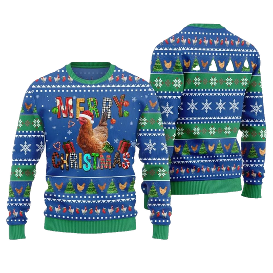 2026 Christmas Chicken Merry Christmas Ugly Christmas Sweater - Moonbestprint