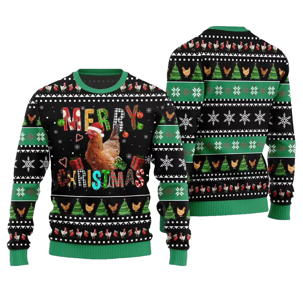 2026 Christmas Chicken Merry Christmas Ugly Christmas Sweater - Moonbestprint