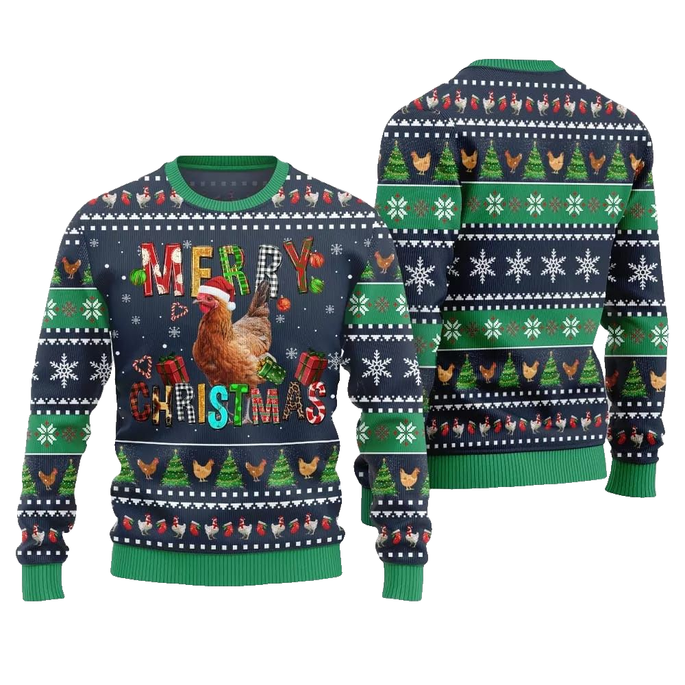 2026 Christmas Chicken Merry Christmas Ugly Christmas Sweater - Moonbestprint