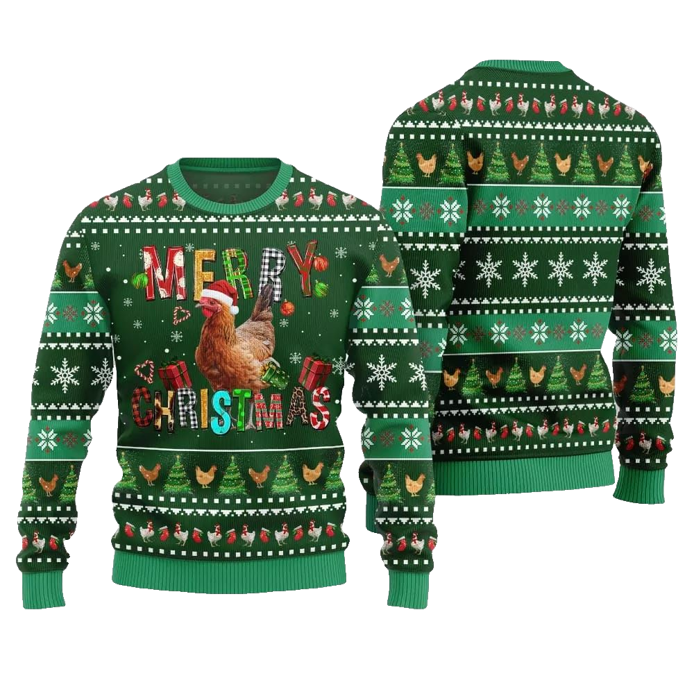 2026 Christmas Chicken Merry Christmas Ugly Christmas Sweater - Moonbestprint