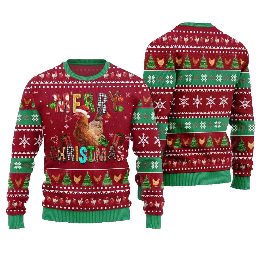 2026 Christmas Chicken Merry Christmas Ugly Christmas Sweater - Moonbestprint