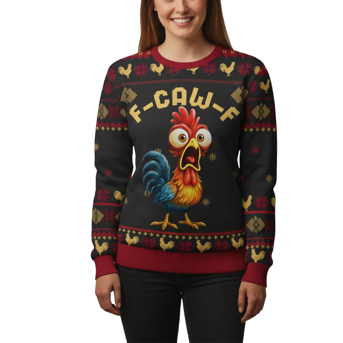 2026 Christmas Chicken F Caw F Ugly Sweater - Moonbestprint