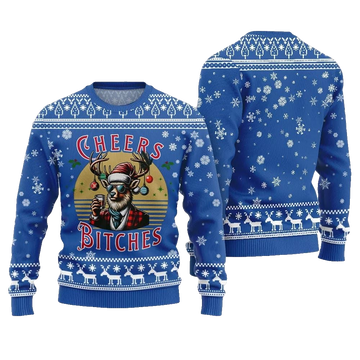 2026 Christmas Cheer Reindeer Bitches Ugly Christmas Sweater - Moonbestprint