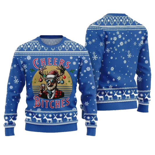 2026 Christmas Cheer Reindeer Bitches Ugly Christmas Sweater - Moonbestprint