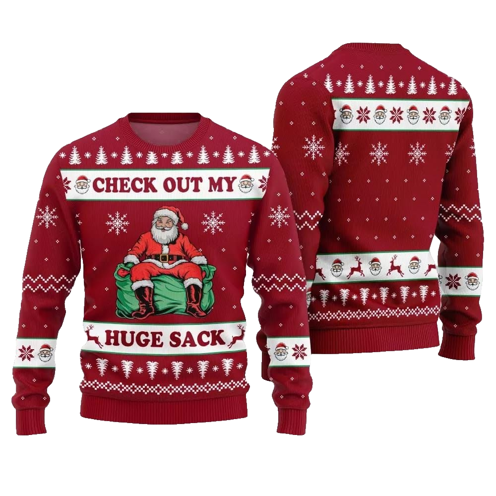 2026 Christmas Check Out My Huge Sack Santa Ugly Christmas Sweater - Moonbestprint