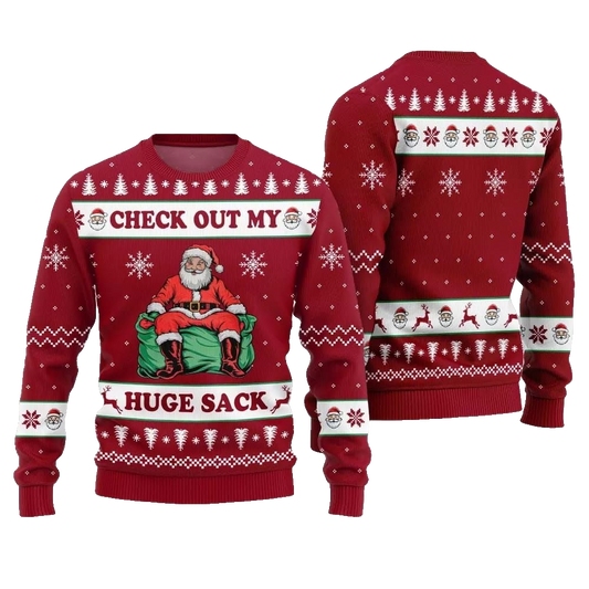 2026 Christmas Check Out My Huge Sack Santa Ugly Christmas Sweater - Moonbestprint