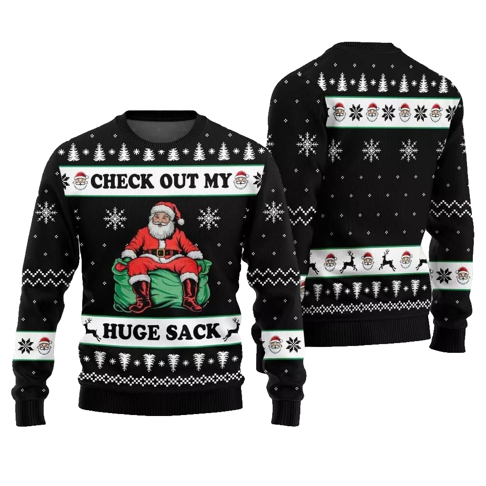 2026 Christmas Check Out My Huge Sack Santa Ugly Christmas Sweater - Moonbestprint