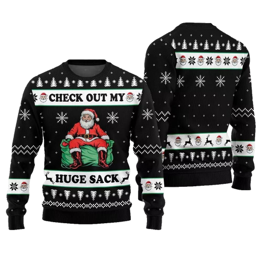 2026 Christmas Check Out My Huge Sack Santa Ugly Christmas Sweater - Moonbestprint