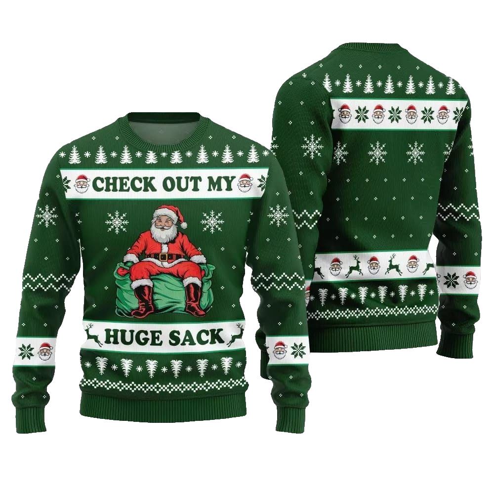 2026 Christmas Check Out My Huge Sack Santa Ugly Christmas Sweater - Moonbestprint