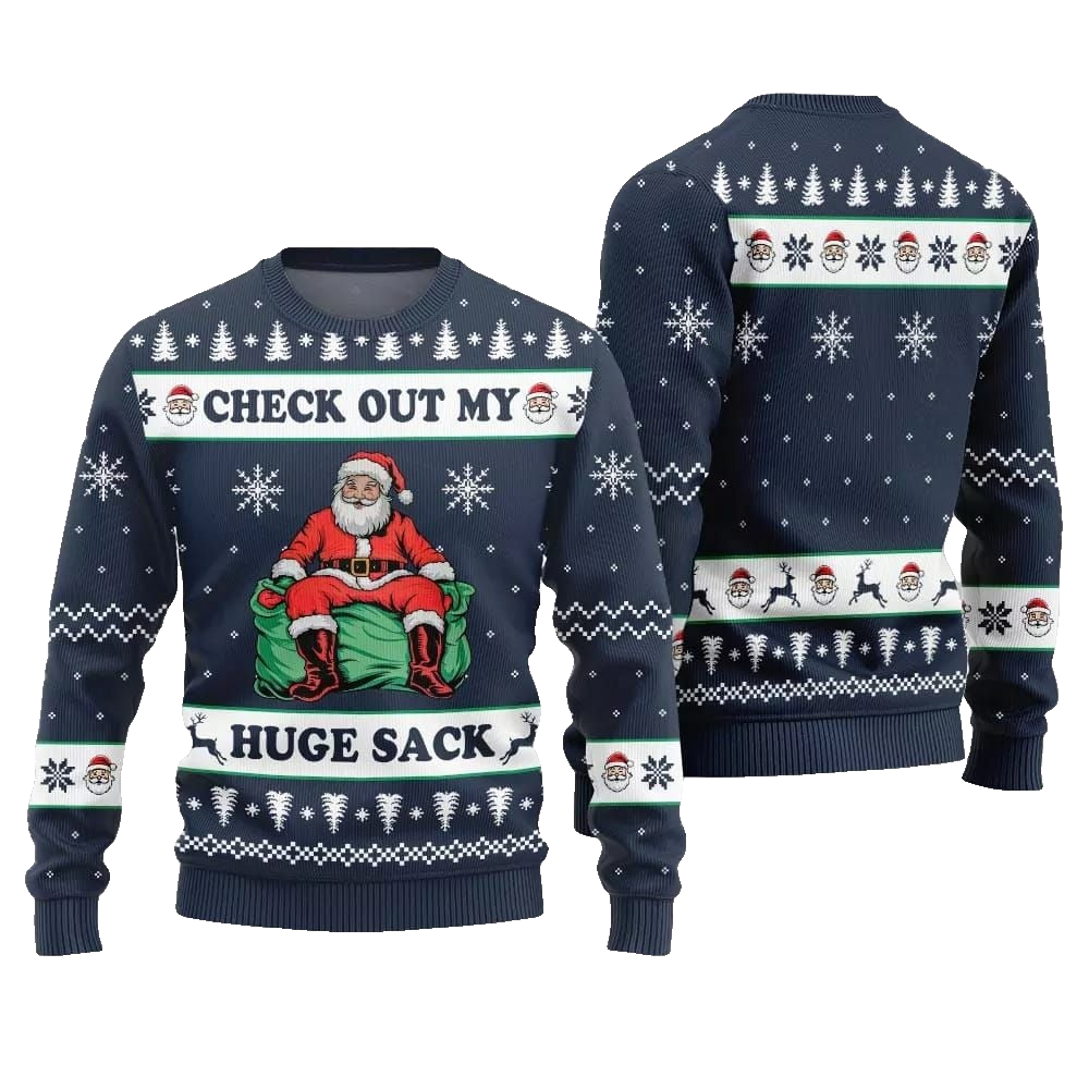 2026 Christmas Check Out My Huge Sack Santa Ugly Christmas Sweater - Moonbestprint