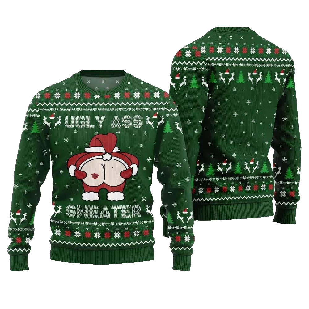 2026 Christmas Caught Kissing Santa Ugly Christmas Sweater - Moonbestprint