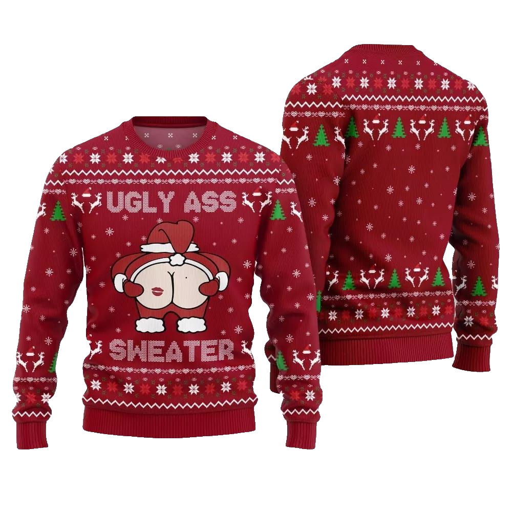 2026 Christmas Caught Kissing Santa Ugly Christmas Sweater - Moonbestprint