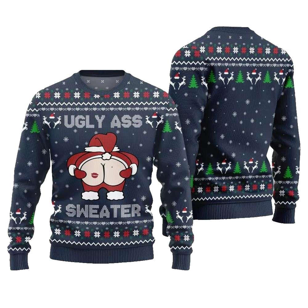 2026 Christmas Caught Kissing Santa Ugly Christmas Sweater - Moonbestprint