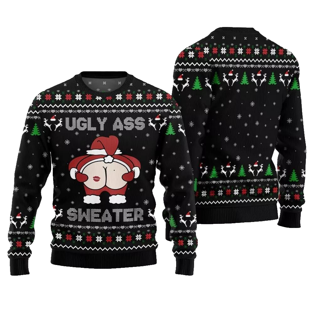 2026 Christmas Caught Kissing Santa Ugly Christmas Sweater - Moonbestprint