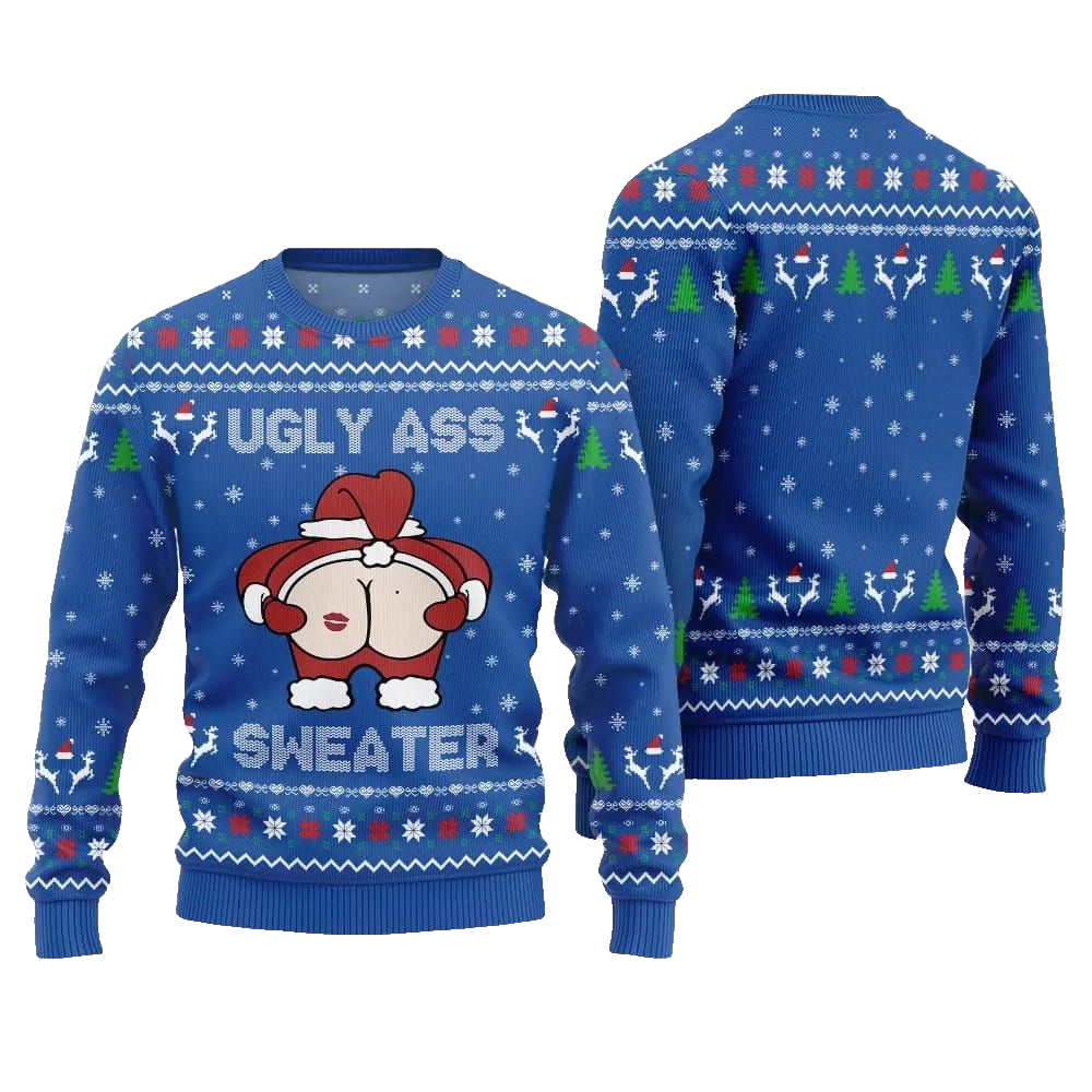 2026 Christmas Caught Kissing Santa Ugly Christmas Sweater - Moonbestprint