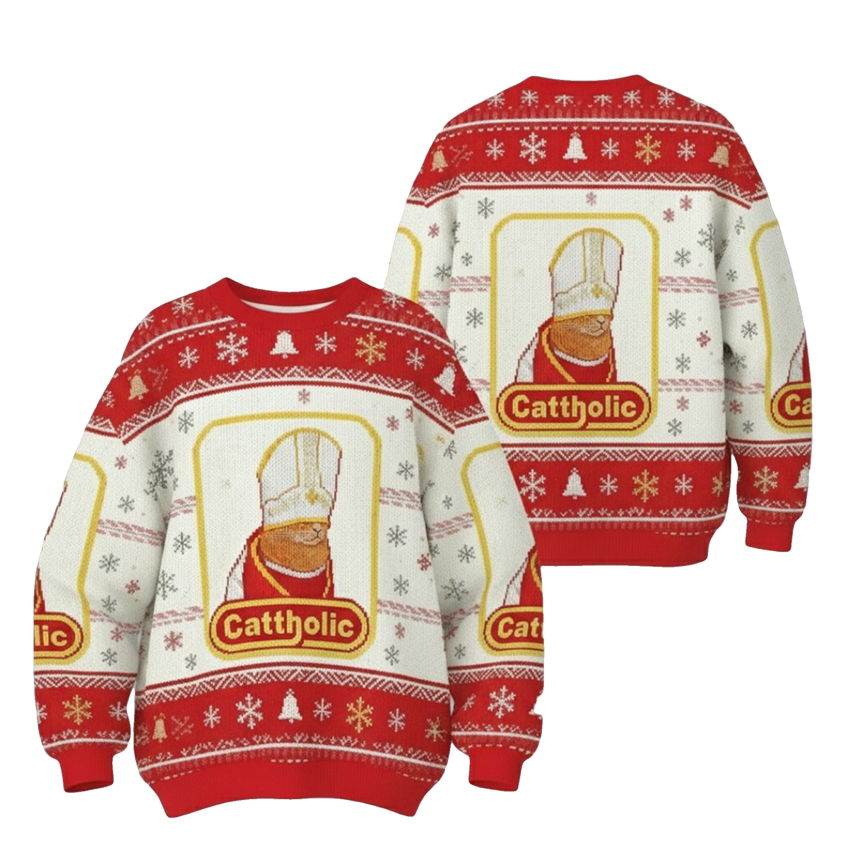 2026 Christmas Cattholic Cat Ugly Christmas Sweater - Moonbestprint