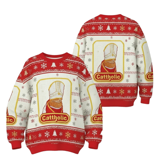 2026 Christmas Cattholic Cat Ugly Christmas Sweater - Moonbestprint