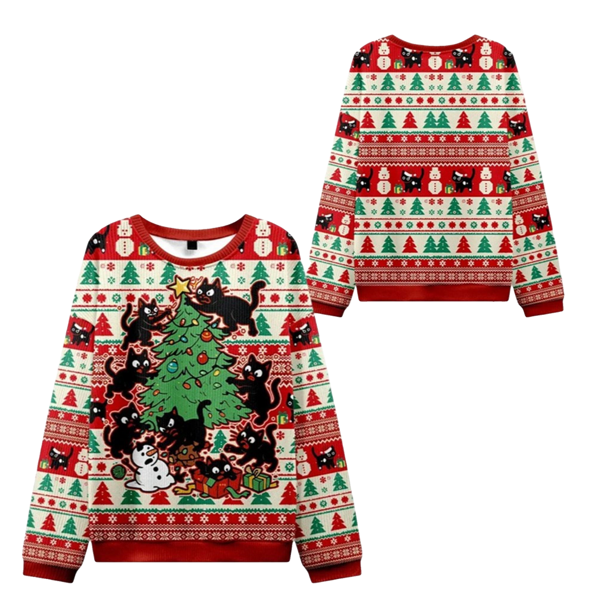 2026 Christmas Cats Destroying Christmas Tree Ugly Sweater - Moonbestprint