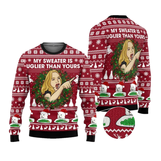 2026 Christmas Cat Woman My Sweater Is Uglier Than Yours Ugly Sweater - Moonbestprint