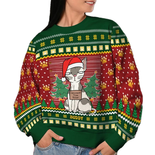 2026 Christmas Cat Tree Kille Ugly Sweatshirt - Moonbestprint