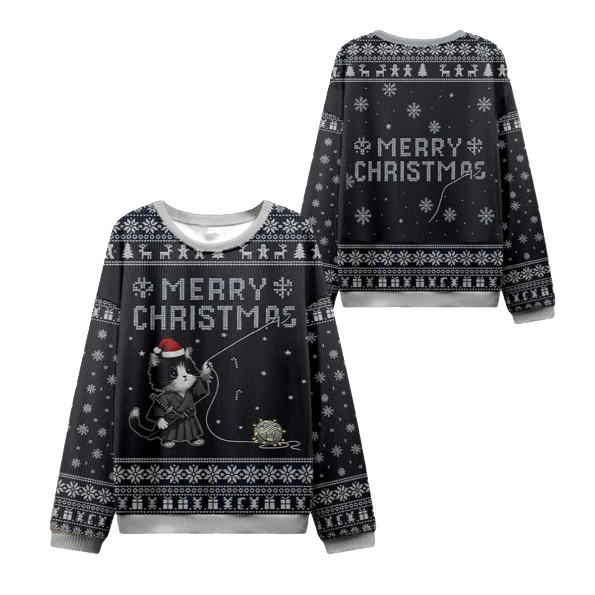 2026 Christmas Cat String Pull Ugly Sweater - Moonbestprint