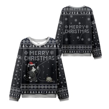 2026 Christmas Cat String Pull Ugly Sweater - Moonbestprint