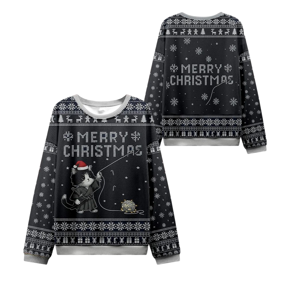 2026 Christmas Cat String Pull Ugly Sweater - Moonbestprint