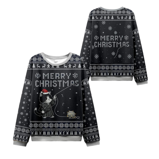 2026 Christmas Cat String Pull Ugly Sweater - Moonbestprint
