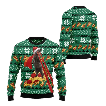 2026 Christmas Cat Pizza Ugly Christmas Sweater - Moonbestprint